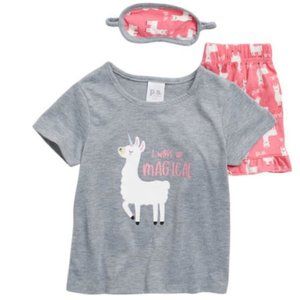 Aeropostale Girls Llama Pajama & Sleep Mask Set Size 10/12 NEW WITH TAGS